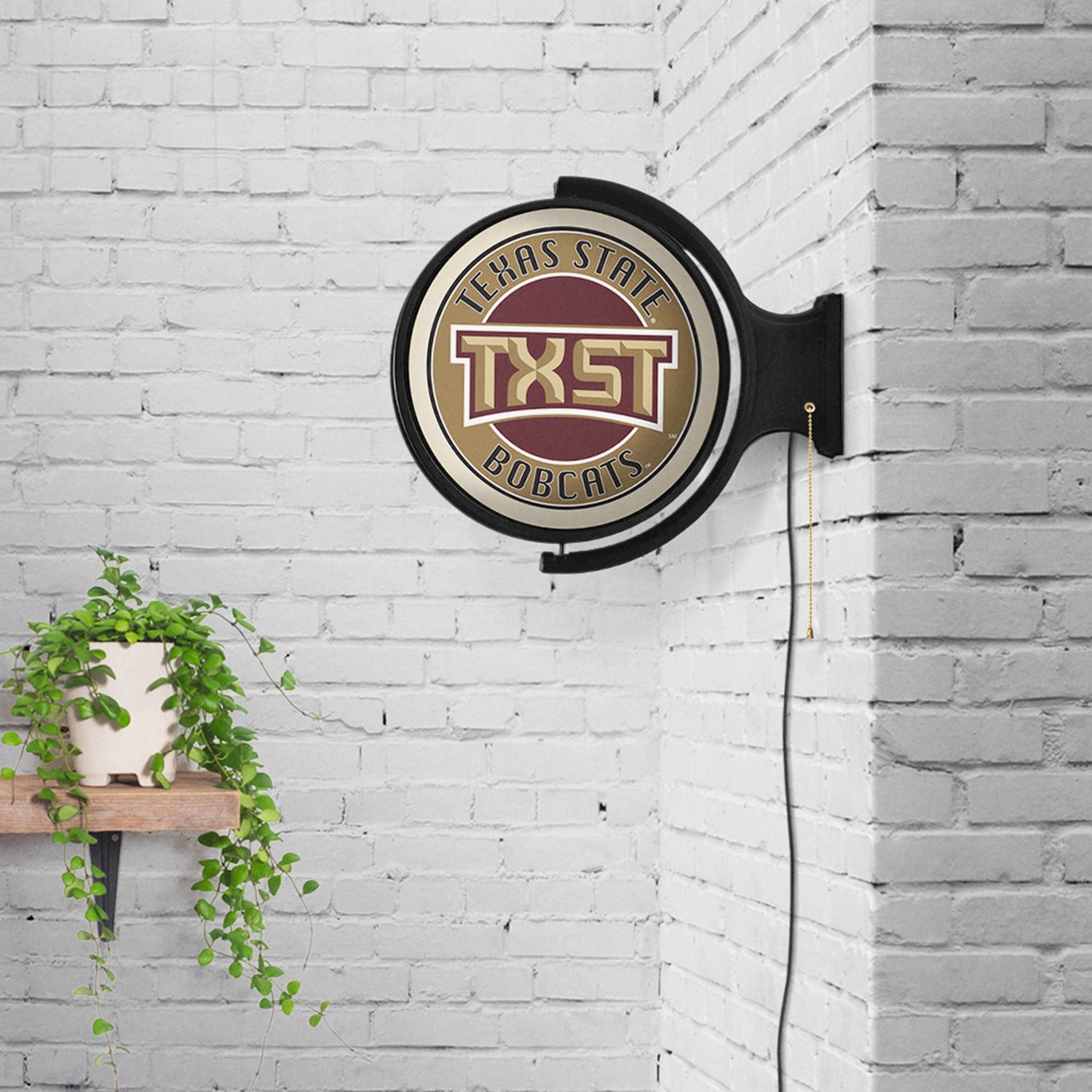 The Fan-Brand Texas State University TXST Original Round Rotating Lighted Sign  - view number 4