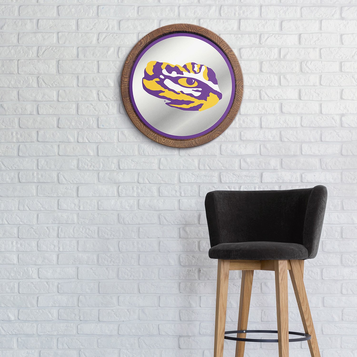 The Fan-Brand Louisiana State University Tiger Eye Faux Barrel Top Mirrored Sign - view number 3