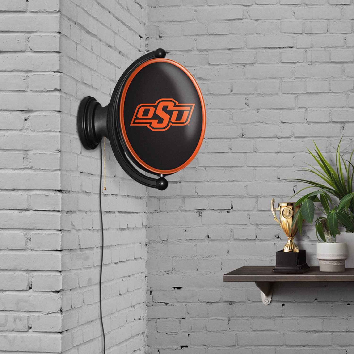 The Fan-Brand Oklahoma State University Oval Rotating Lighted Sign  - view number 4