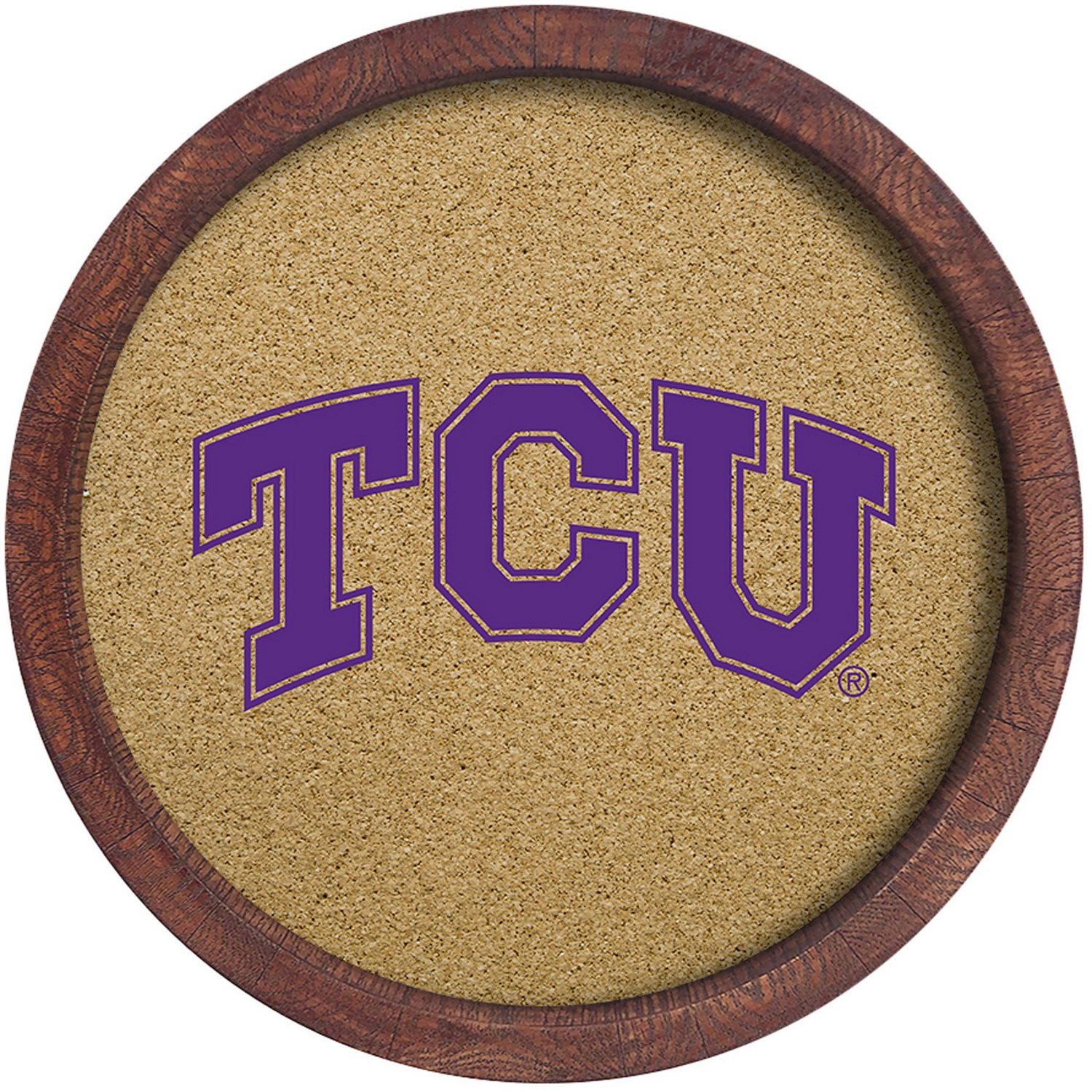 The Fan-Brand Texas Christian University “Faux” Barrel Framed Cork Board - view number 1