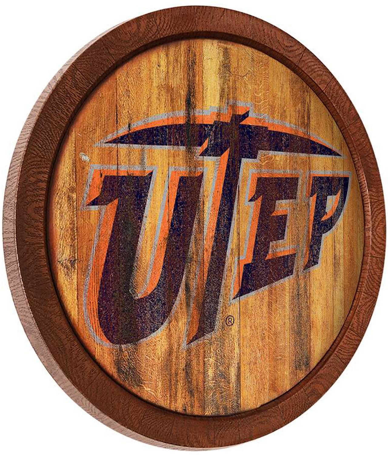 The Fan-Brand University of Texas at El Paso Weathered Faux Barrel Top Sign  - view number 2