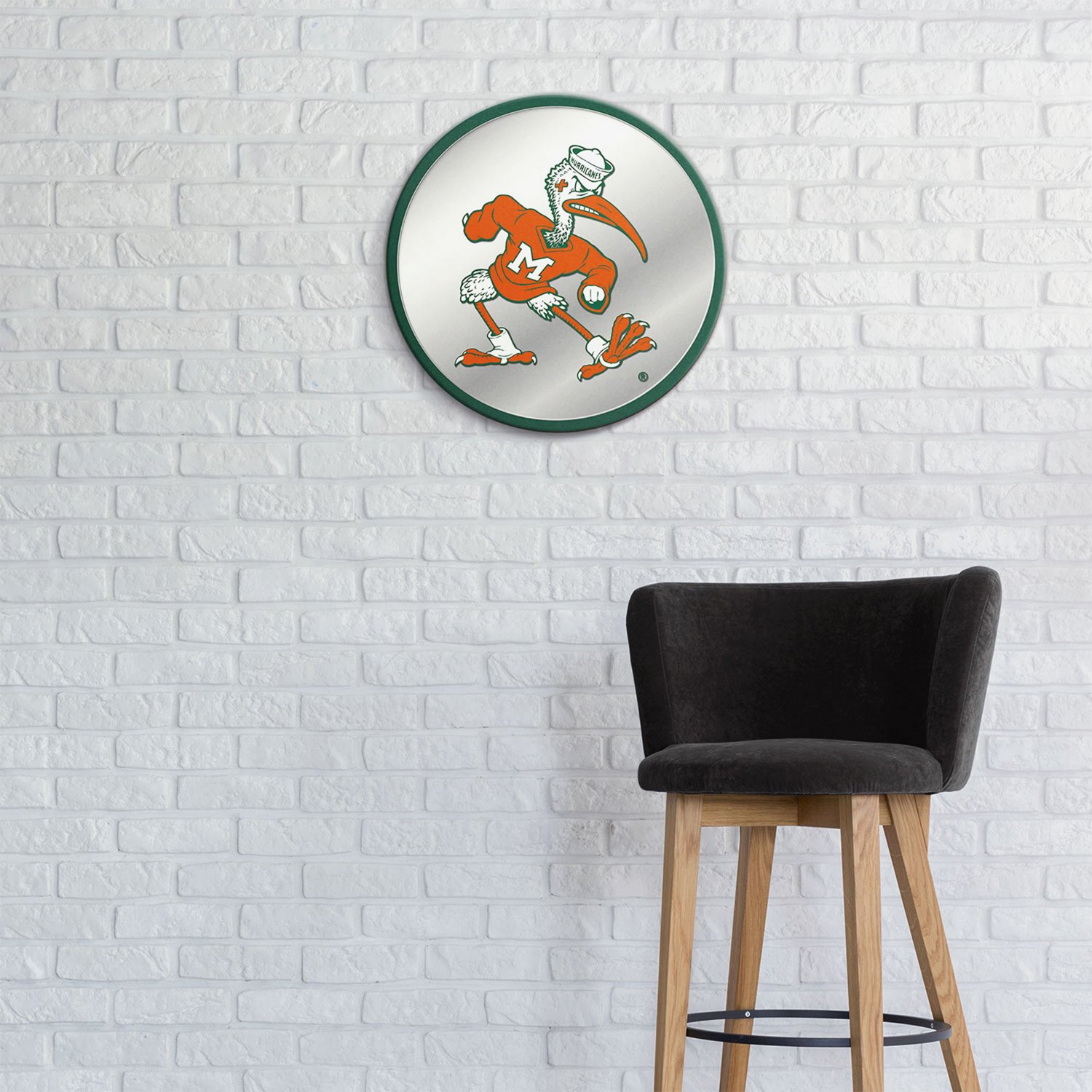 The Fan-Brand University of Miami Mascot Modern Disc Mirrored Wall Sign - view number 3
