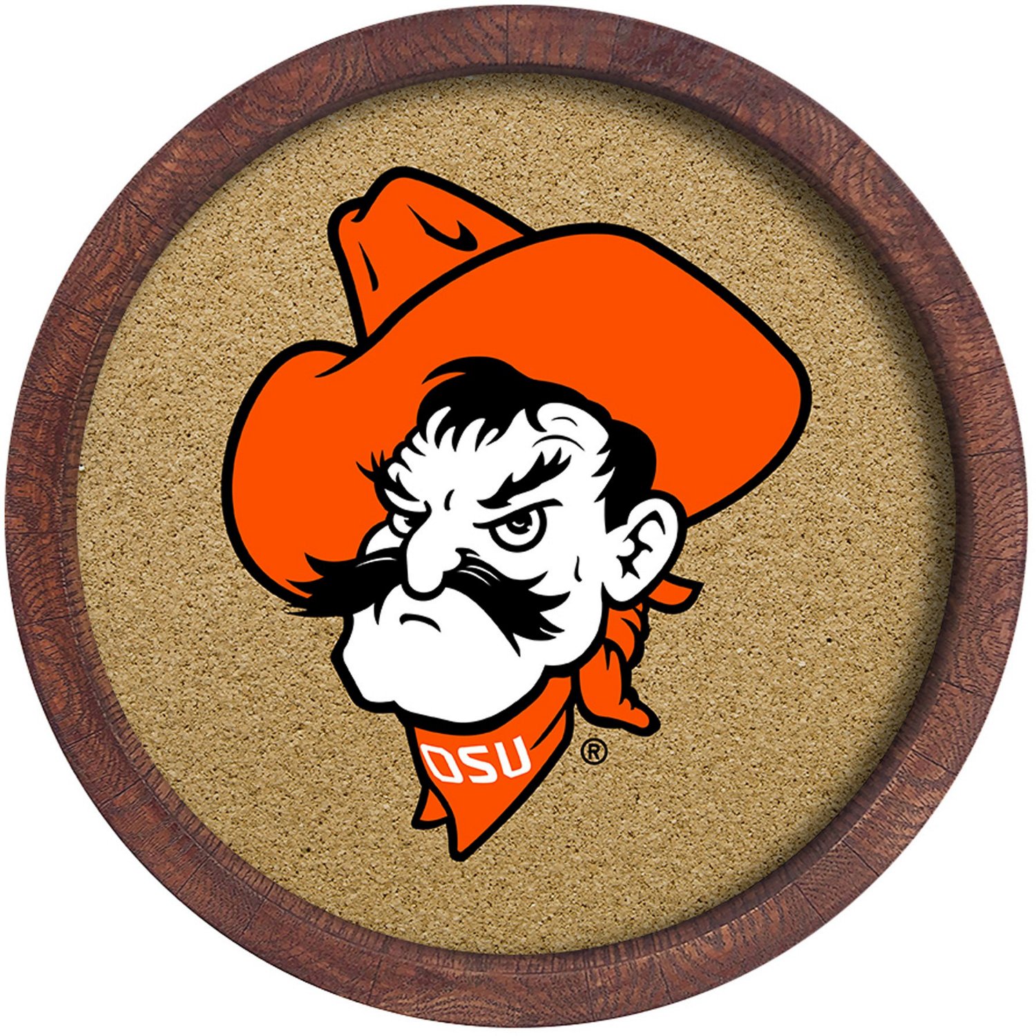The Fan-Brand Oklahoma State University Logo “Faux” Barrel Framed Cork Board - view number 1