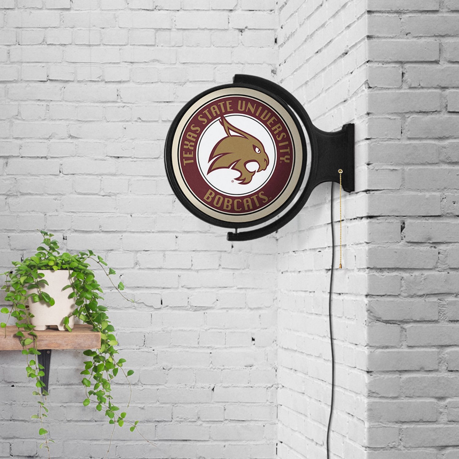 The Fan-Brand Texas State University Original Round Rotating Lighted Sign  - view number 4