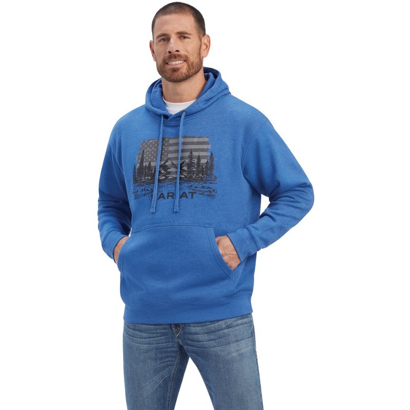 Ariat Men's Land of the Free Sweatshirt Blue, Large - Men's Longsleeve Work Shirts at Academy Sports product image