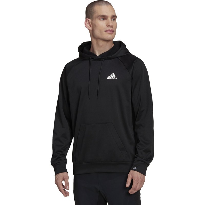 adidas Men's Game & Go Fleece Hoodie Black/White, Medium - Men's Athletic Fleece at Academy Sports product image