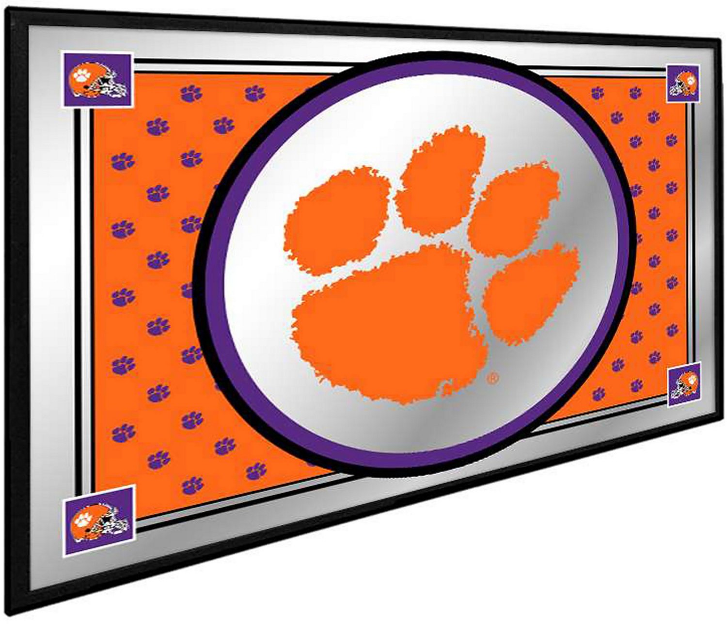 The Fan-Brand Clemson University Paw Print Team Spirit Framed Mirrored Wall Sign                                                 - view number 2