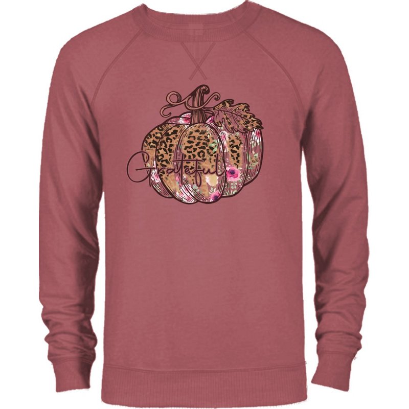Live Outside the Limits Women’s Grateful Pumpkin Long Sleeve French Terry Crew Pink, Large - Women's Outdoor Long-Sleeve Tops at Academy Sports product image