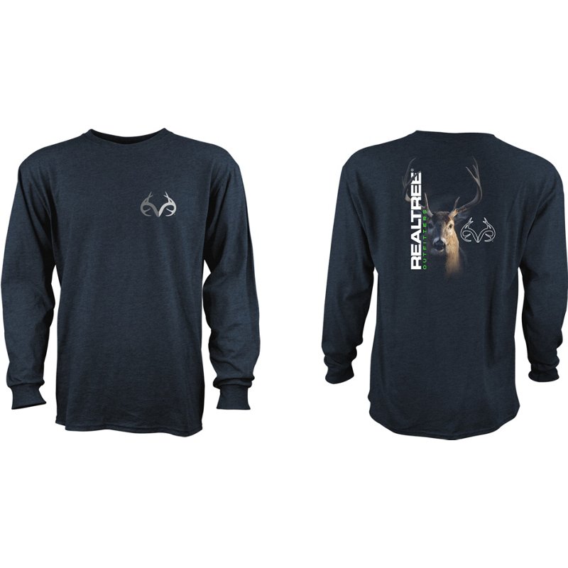 Live Outside the Limits Men's Buck Stare Long Sleeve T-Shirt Blue Dark, Large - Men's Outdoor Graphic Tees at Academy Sports product image