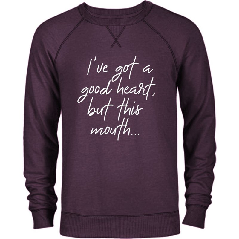 Live Outside the Limits Women’s This Mouth Long Sleeve French Terry Crew Purple, Medium - Women's Outdoor Long-Sleeve Tops at Academy Sports product image