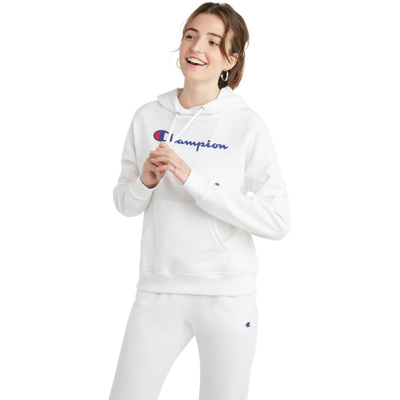 Champion Women's Powerblend Relaxed Fit Hoodie White, Large - Women's Athletic Fleece at Academy Sports product image