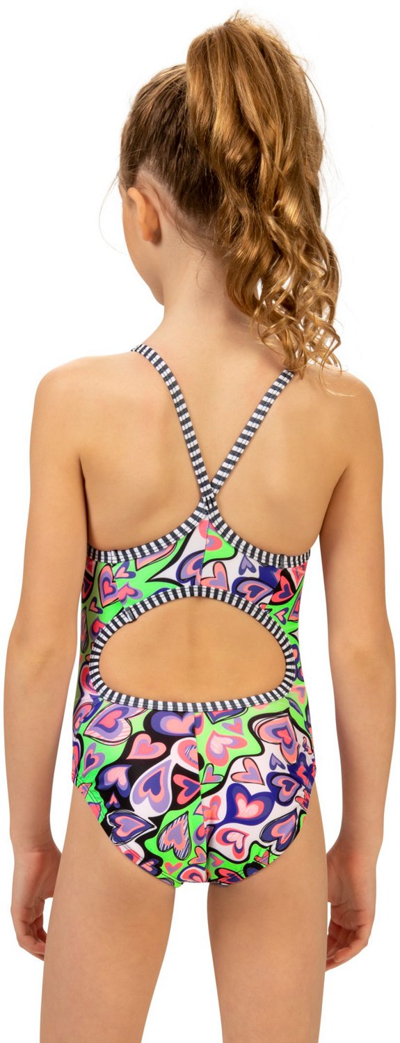 Dolfin Girls’ Uglies I Heart U Print Keyhole One Piece Swimsuit - view number 2