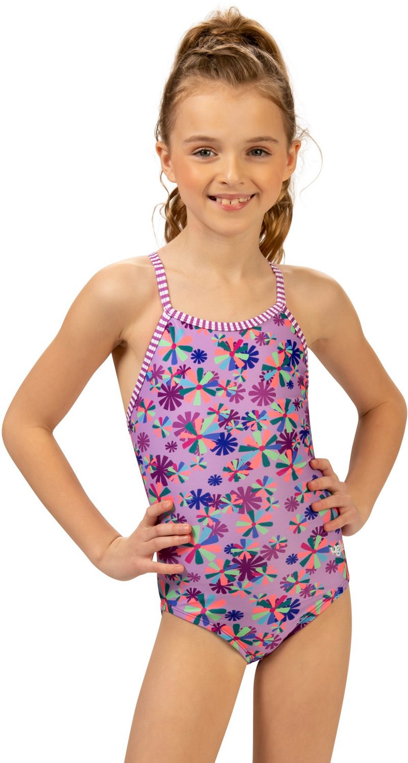 Dolfin Girls’ Uglies Pinwheel Print Keyhole One Piece Swimsuit
