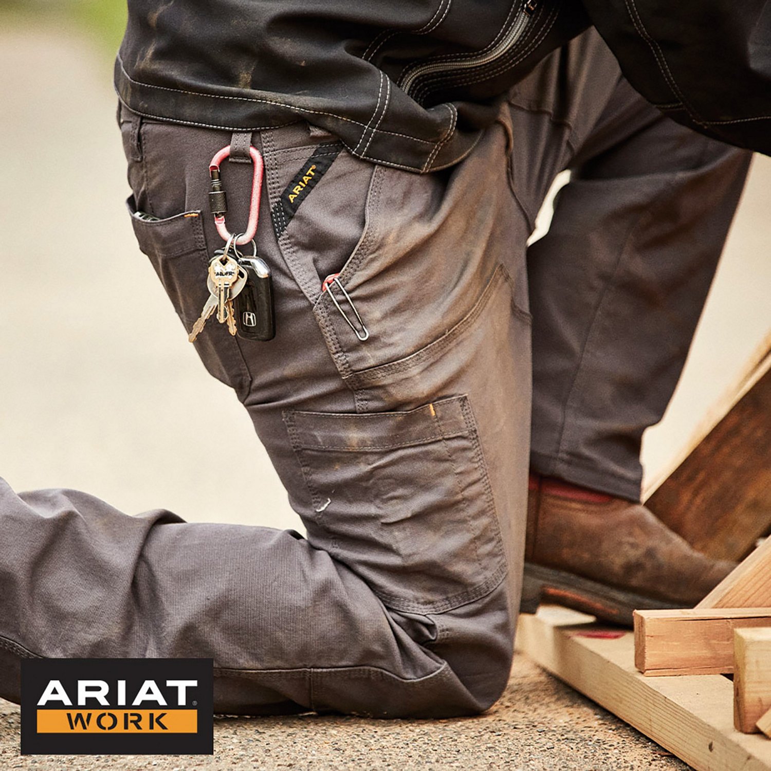 Ariat Men's Rebar M4 Relaxed DuraStretch Made Tough Double Front Stackable Straight Pants - view number 7