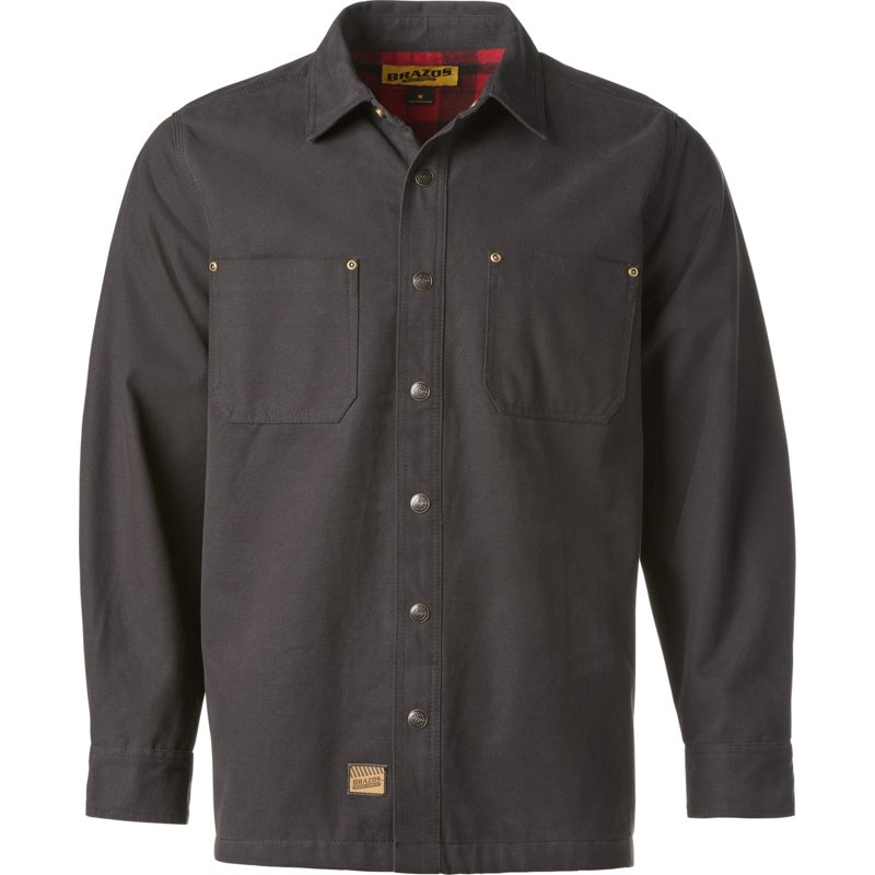 Brazos Men's Contractor Duck Canvas Flannel Lined Shirt Jacket Black, 2X-Large - Men's Work Jackets at Academy Sports product image