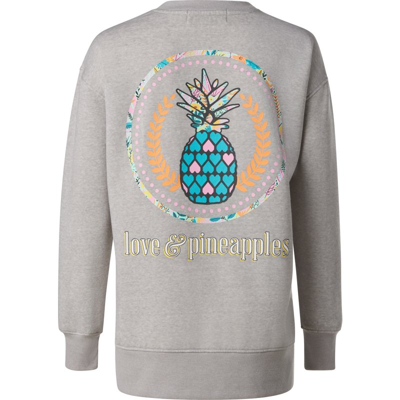 Love & Pineapples Women’s Floral Logo Burnout Sweatshirt Gray, Medium - Women's Outdoor Long-Sleeve Tops at Academy Sports product image