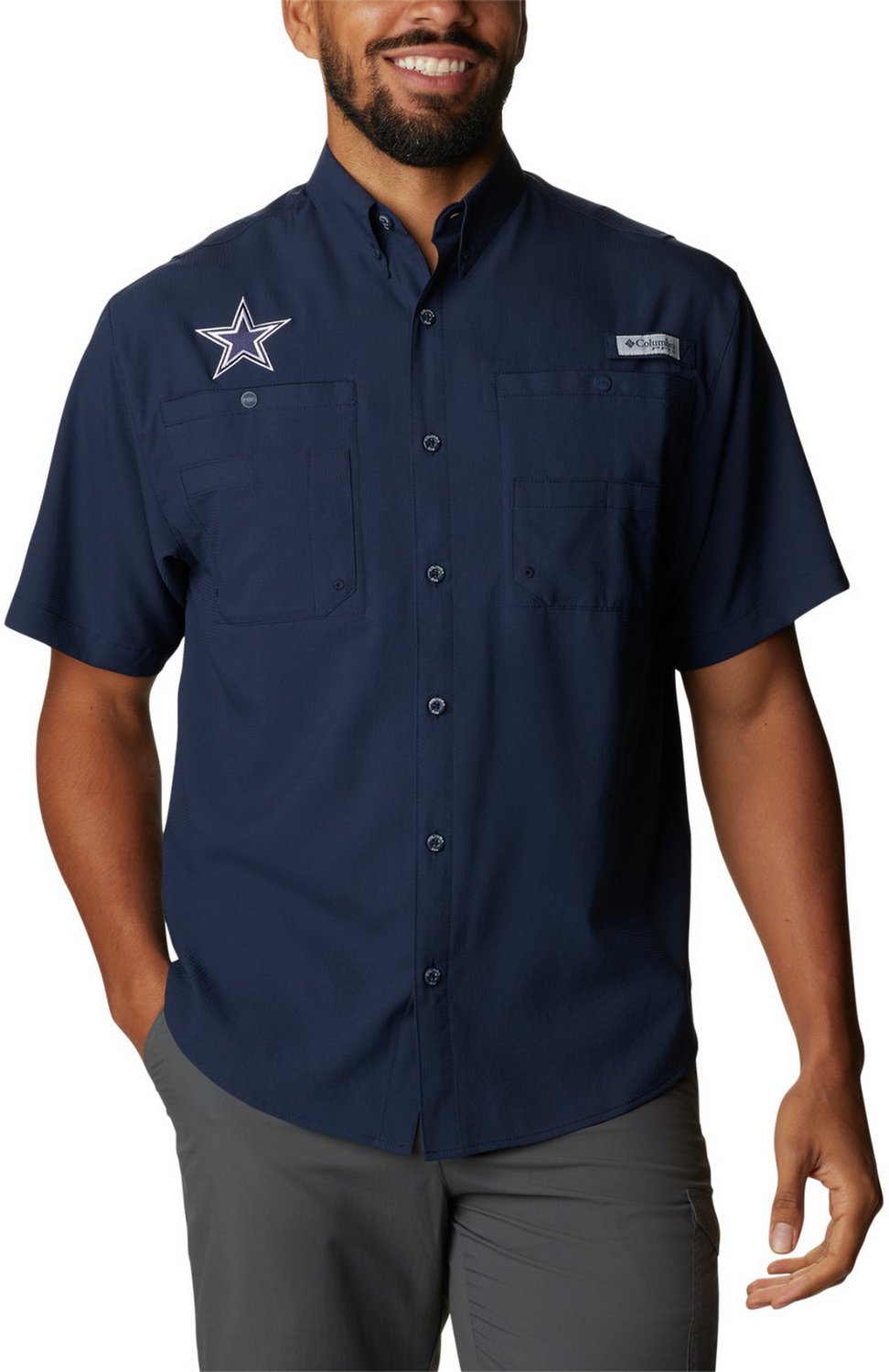 Columbia Sportswear Men's Big and Tall Dallas Cowboys PFG Tamiami Short Sleeve Shirt