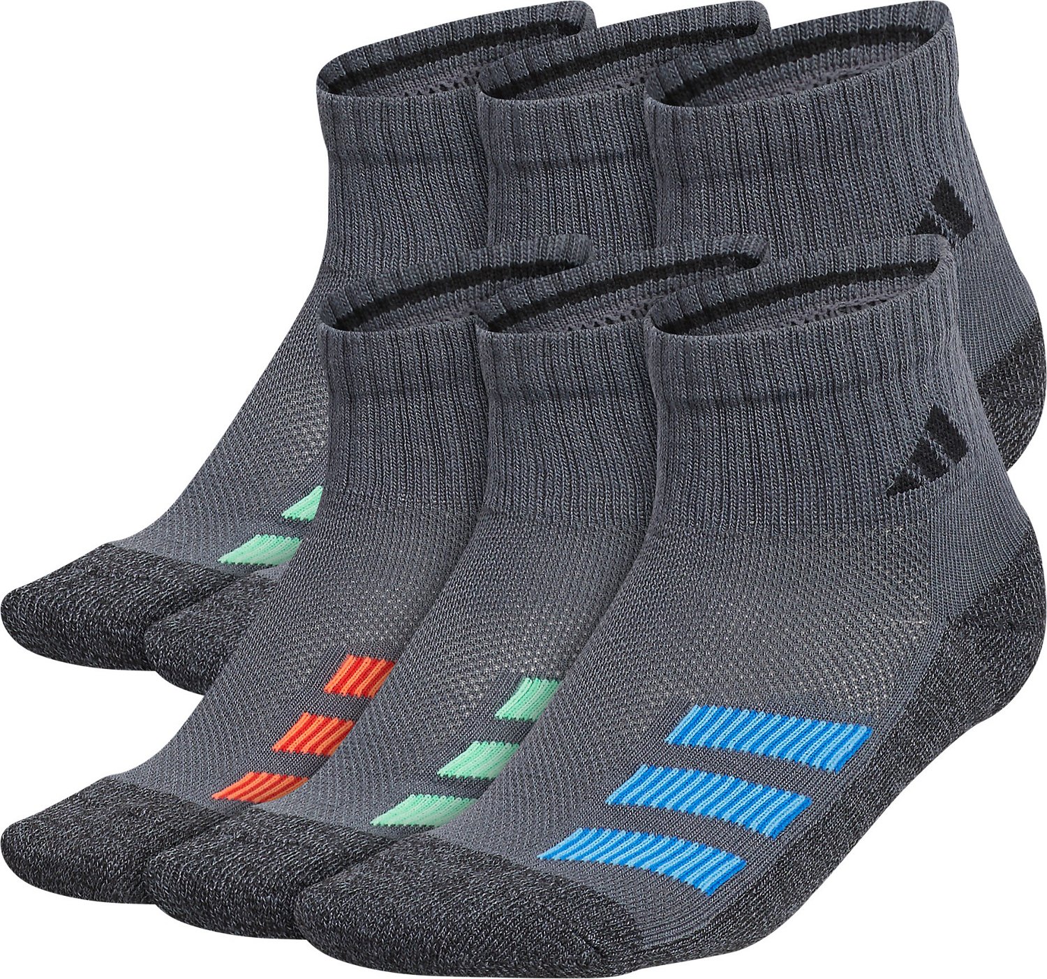 adidas Cushioned Angle Stripe Quarter Performance Socks 6 Pack - view number 2