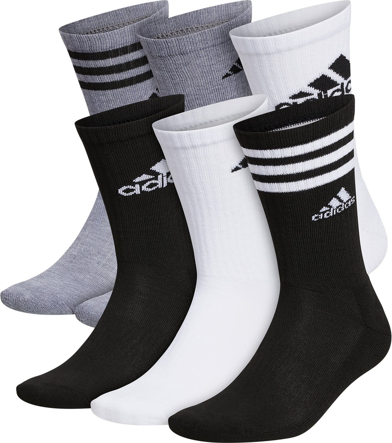 adidas Cushion Mixed Crew Socks 6 Pack | Free Shipping at Academy