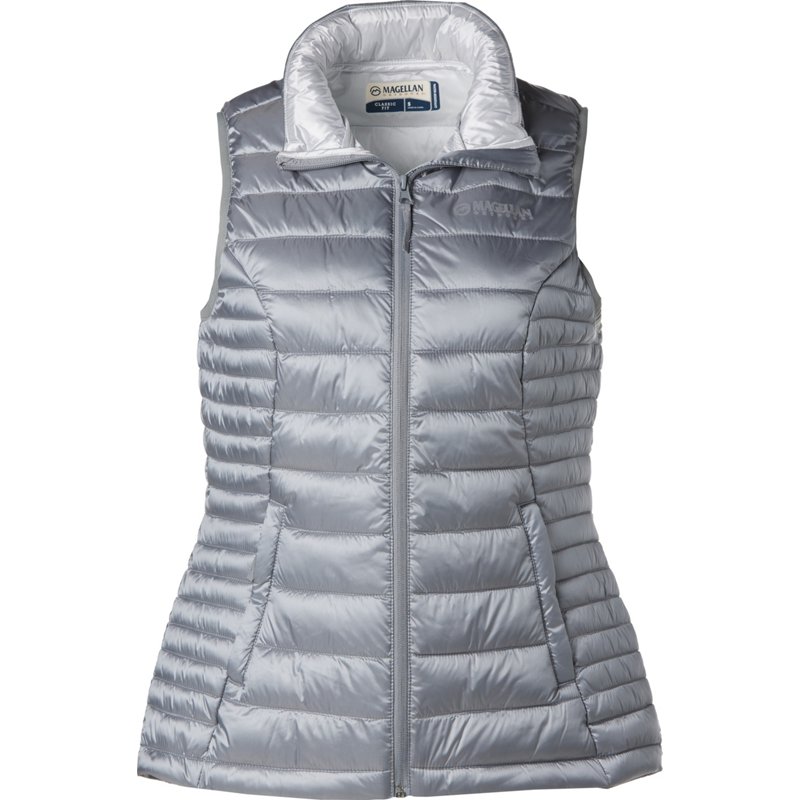 Magellan Outdoors Women's Lost Pines Shiny Puffer Vest Gray/Gray, Large - Women's Ski Outerwear at Academy Sports product image