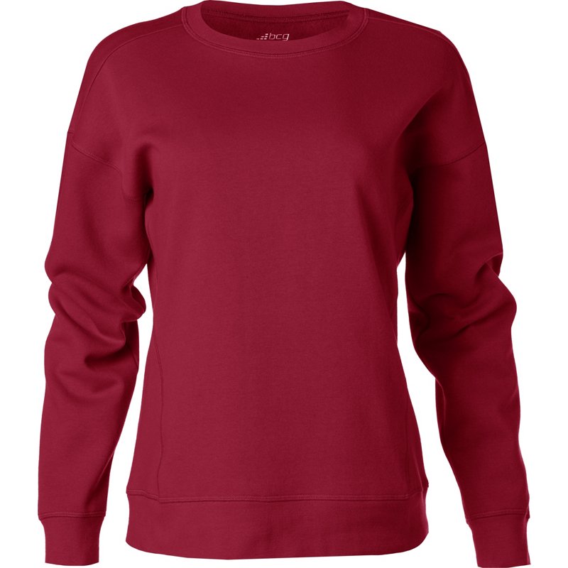 BCG Women's Cotton Fleece Pullover Maroon, Large - Women's Athletic Fleece at Academy Sports product image
