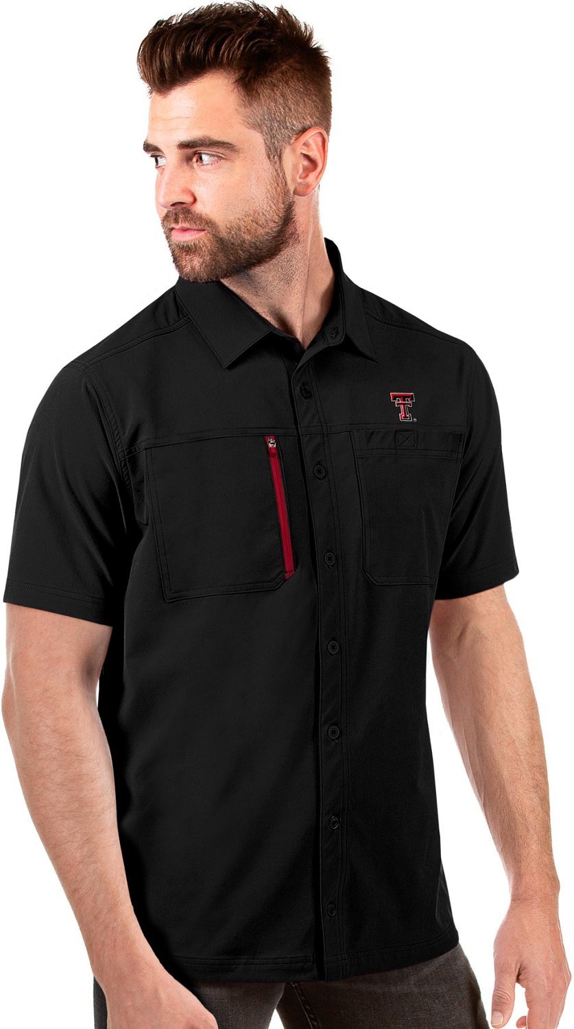 Antigua Men's Texas Tech University Kickoff Woven Short Sleeve Fishing Shirt