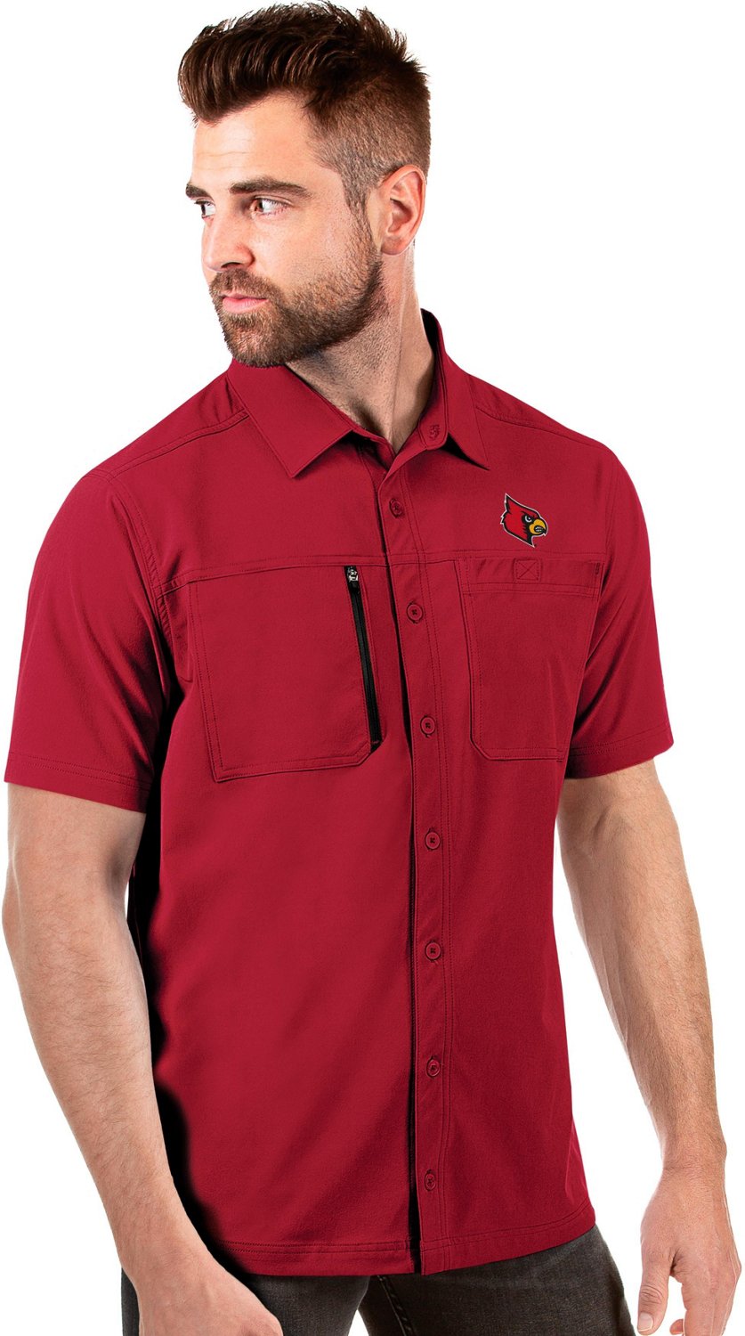 Antigua Men's University of Louisville Kickoff Fishing Button Down Shirt