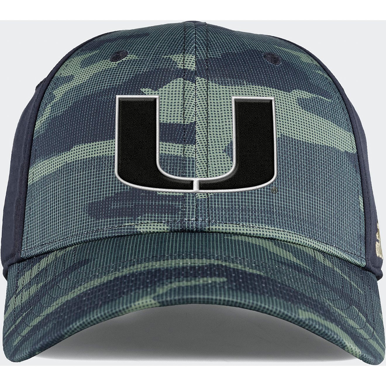 adidas Men's University of Miami Camo Structured Stretch Cap                                                                     - view number 1