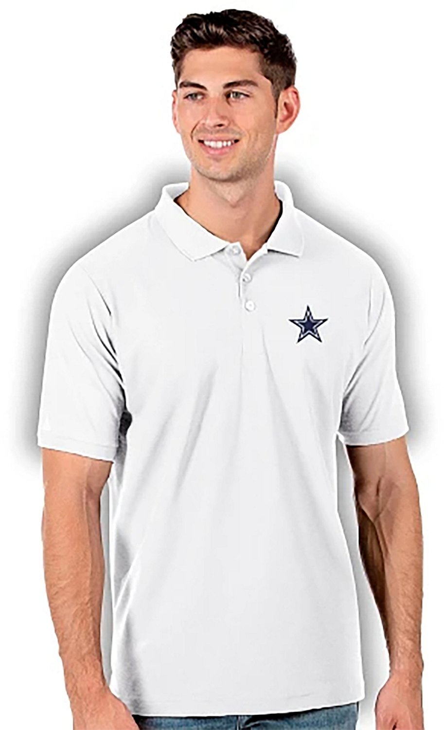 Women's Antigua White Dallas Stars Team Logo Legacy Pique Polo Size: Large