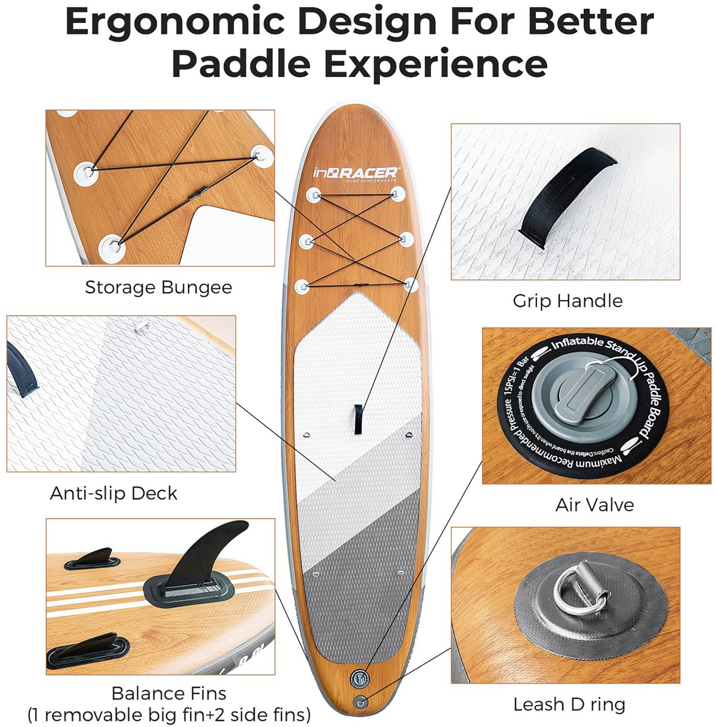 InQracer Inflatable 10 ft 6 in Stand Up Paddle Board - view number 2
