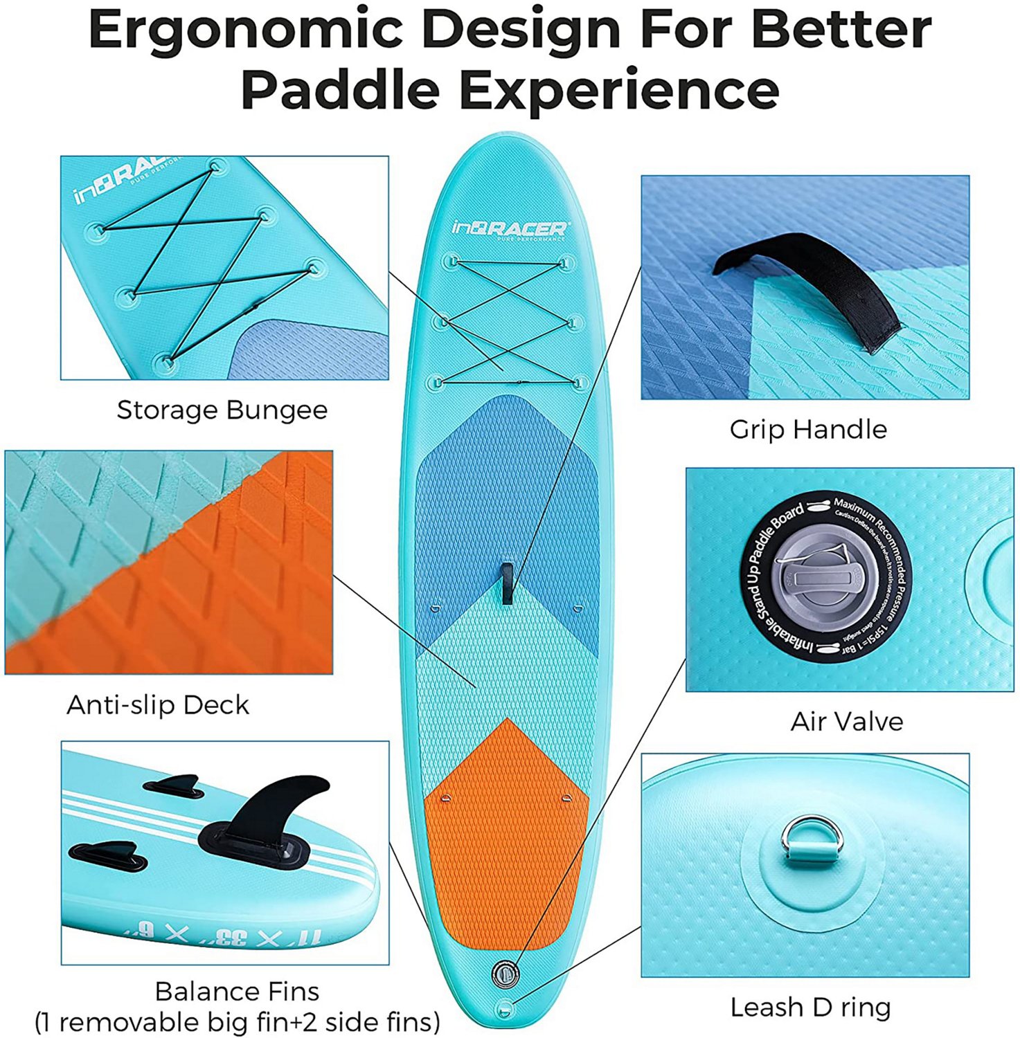 InQracer Inflatable 11 ft Stand Up Paddle Board