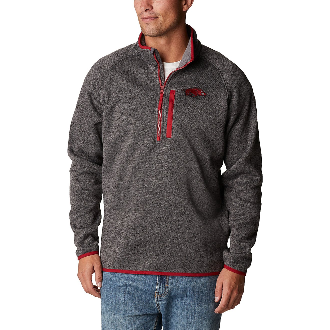 Columbia Sportswear Men’s University of Arkansas Collegiate Canyon Point 1/2-Zip Fleece Sweater                                - view number 1