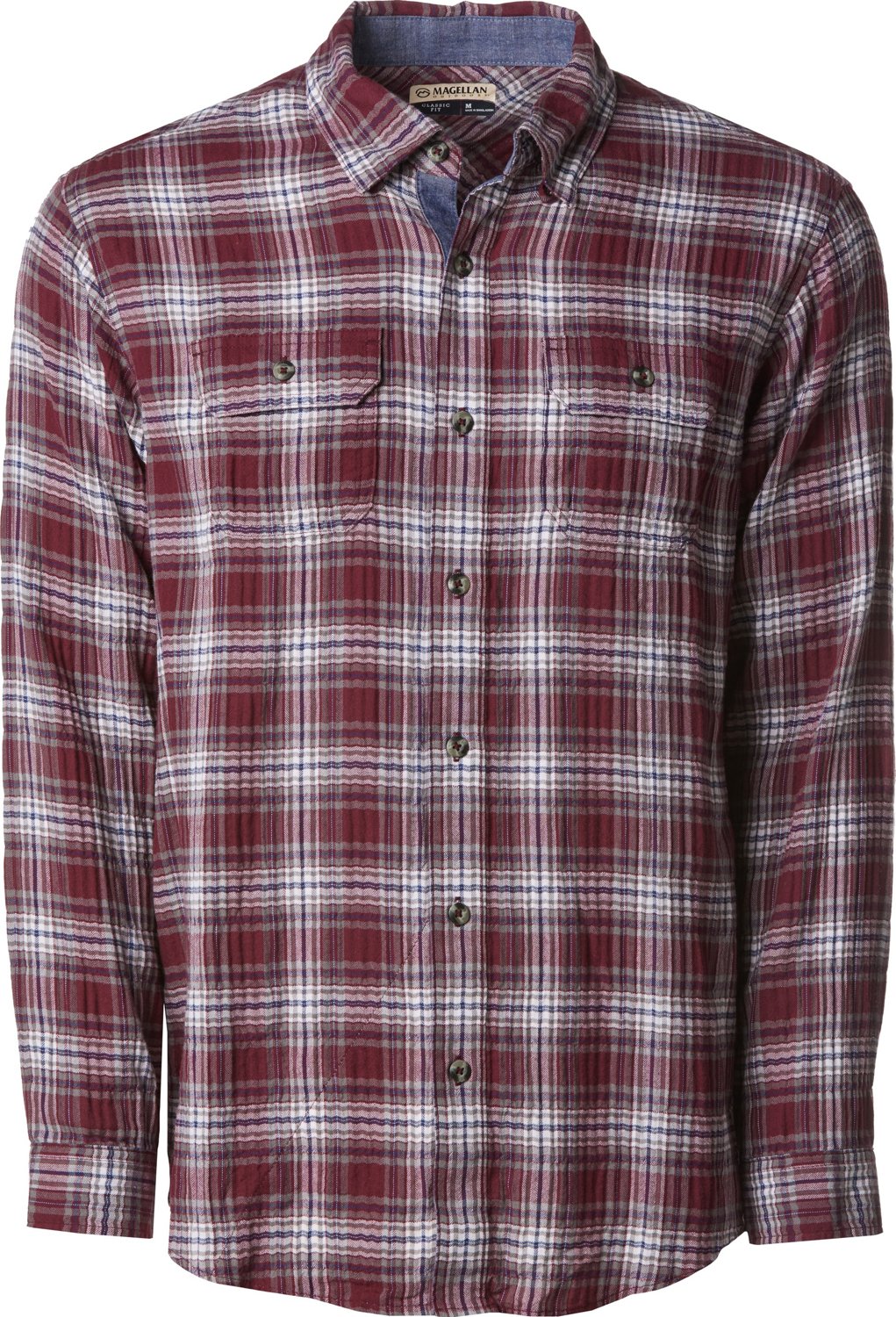 Magellan Outdoors Men's Campfire Crushed Herringbone Plaid Long Sleeve Shirt