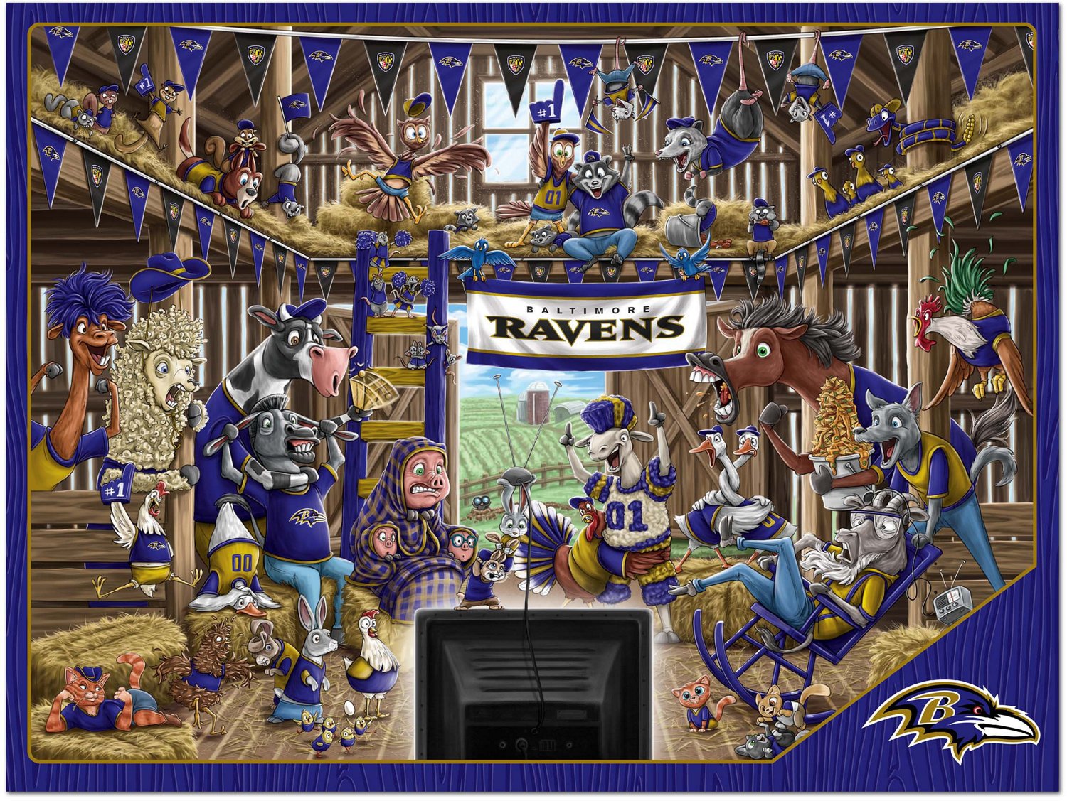 YouTheFan Baltimore Ravens Barnyard Fans 500-Piece Puzzle                                                                        - view number 2