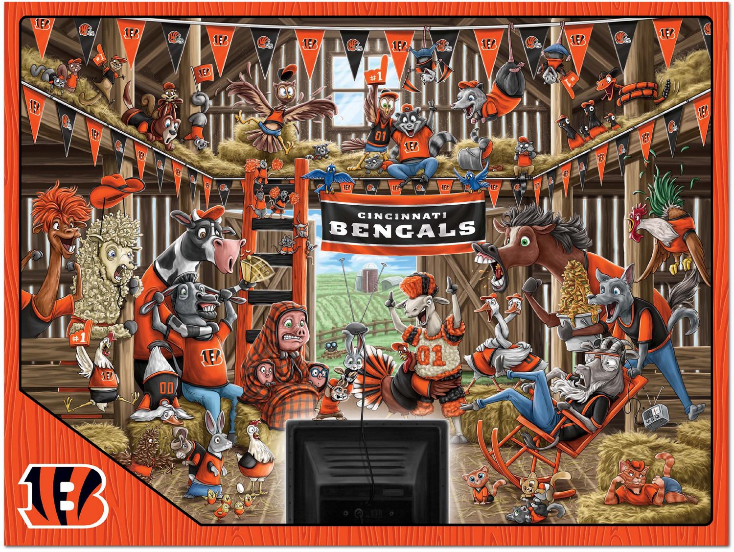 YouTheFan Cincinnati Bengals Barnyard Fans 500-Piece Puzzle                                                                      - view number 2