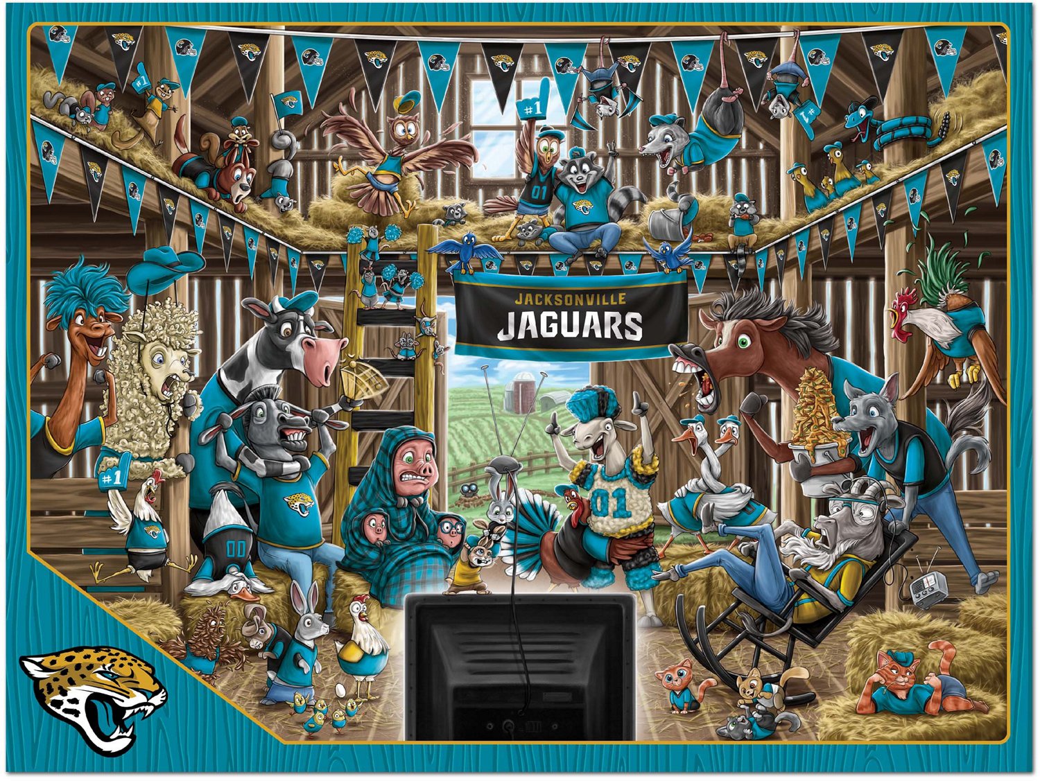 YouTheFan Jacksonville Jaguars Barnyard Fans 500-Piece Puzzle                                                                    - view number 2