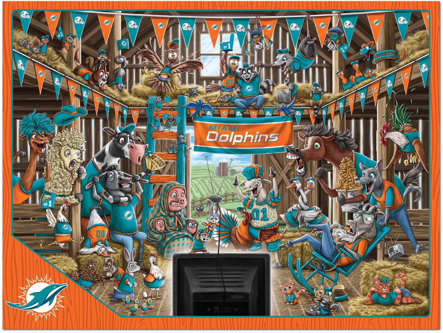 YouTheFan Miami Dolphins Barnyard Fans 500-Piece Puzzle                                                                          - view number 2
