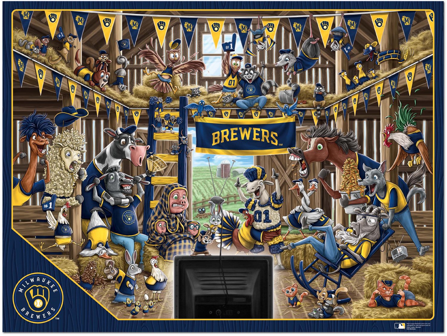YouTheFan Milwaukee Brewers Barnyard Fans Puzzle - view number 2