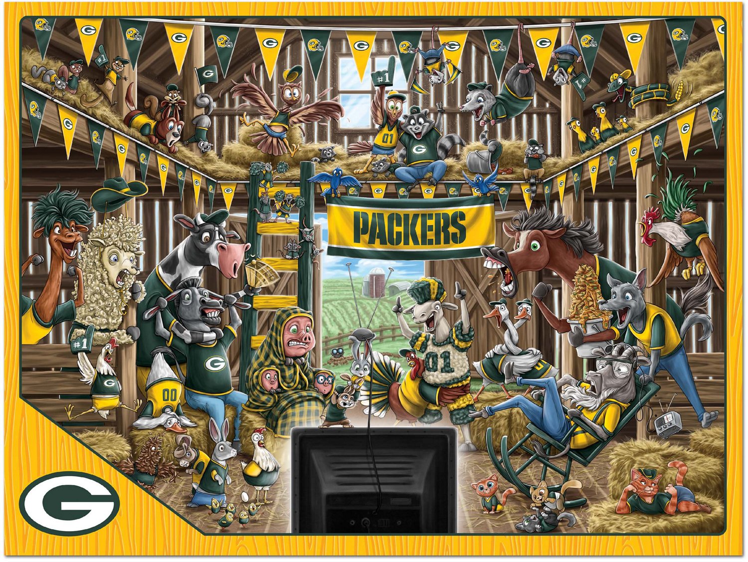 YouTheFan Green Bay Packers Barnyard Fans 500Piece Puzzle Academy