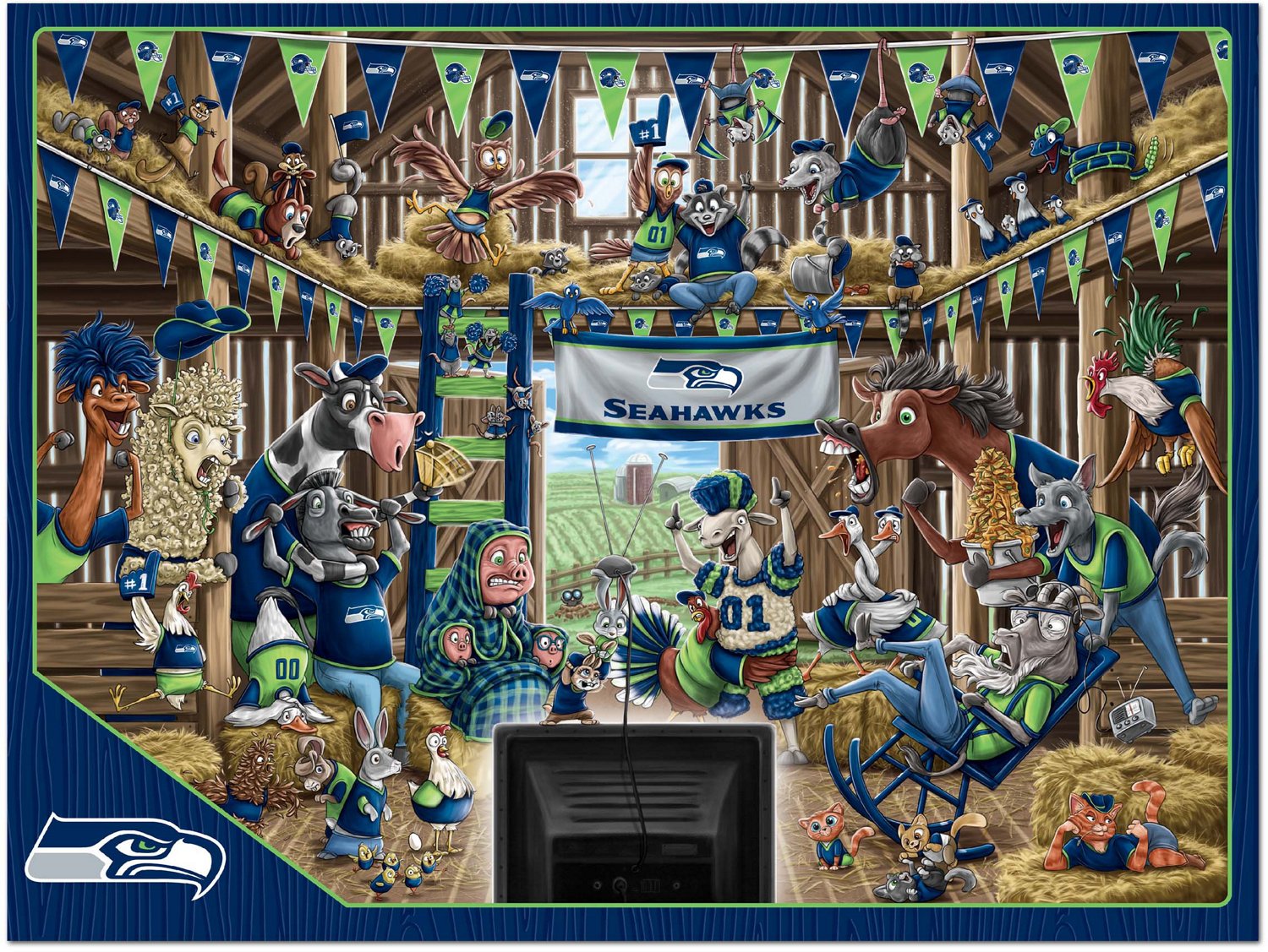 YouTheFan Seattle Seahawks Barnyard Fans 500-Piece Puzzle                                                                        - view number 2