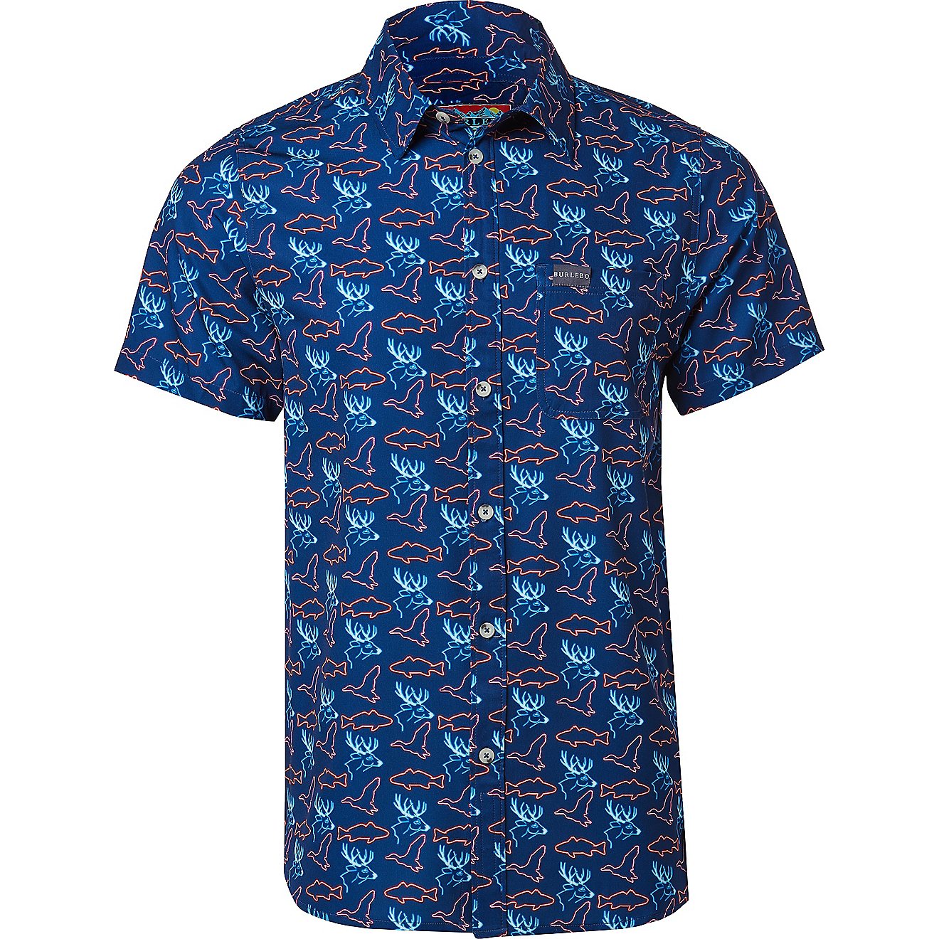 BURLEBO Men's Performance Button-Up Short Sleeve Shirt                                                                           - view number 1