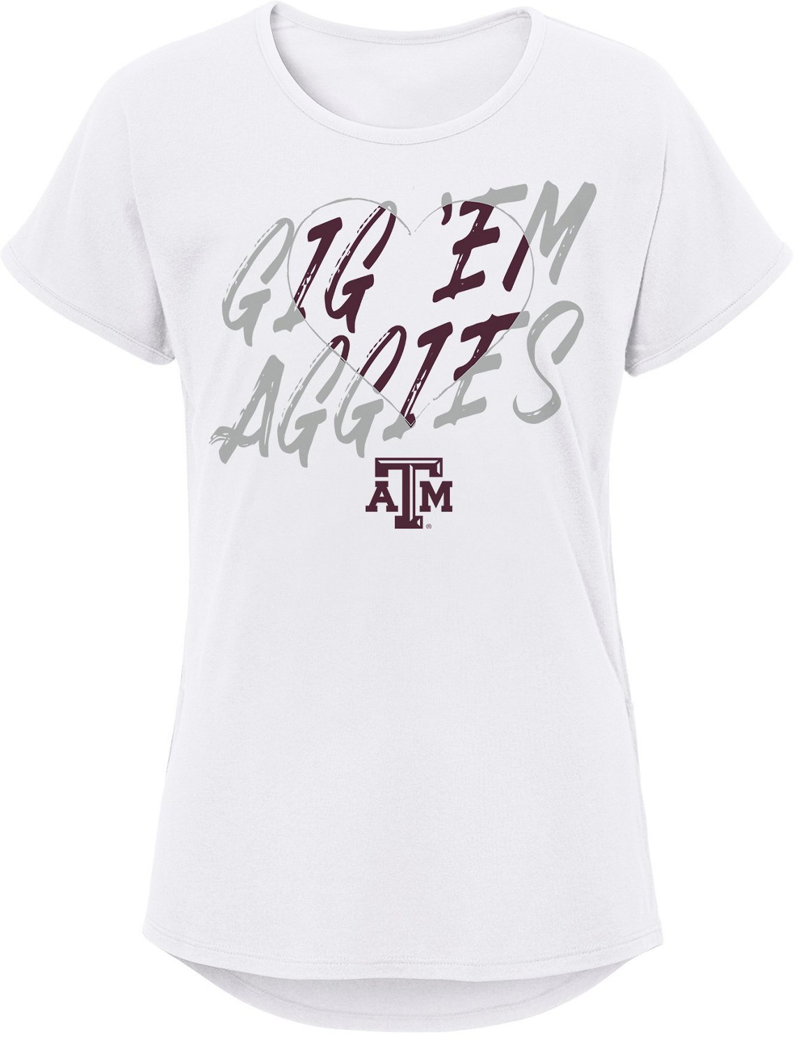 Outerstuff Girls' Texas A&M University Slogan Heart Short Sleeve T