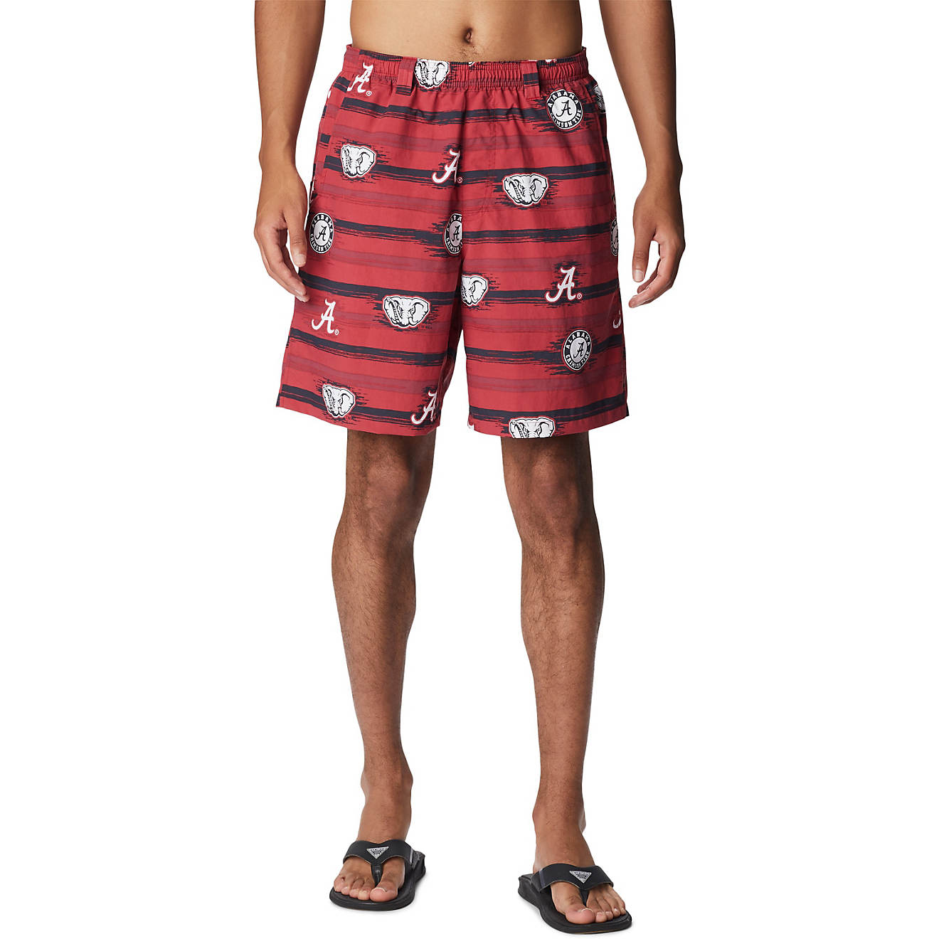 Columbia Sportswear Men’s University of Alabama Backcast II Paint Your Colors Printed Shorts 8 in                              - view number 1