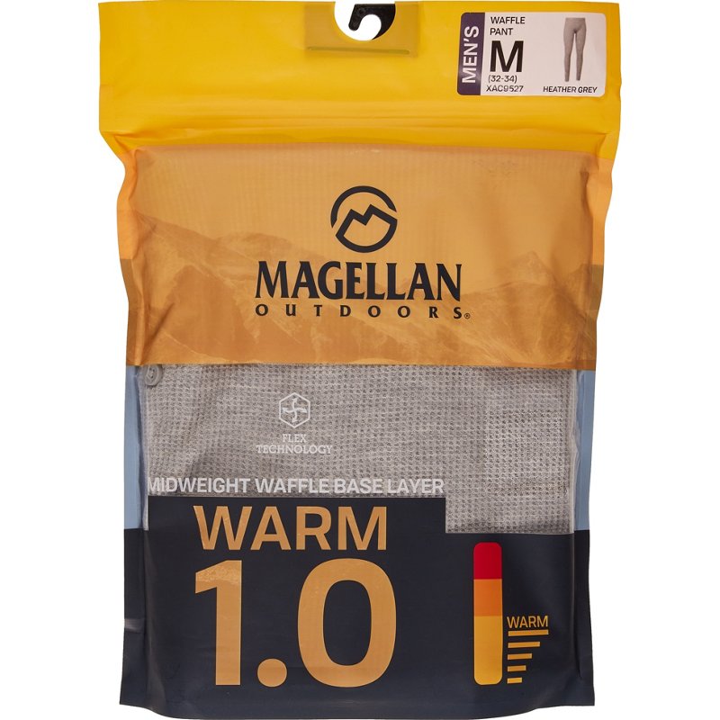 Magellan Outdoors Men's 1.0 Midweight Baselayer Thermal Waffle Pant Grey, Small - Men's Thermals at Academy Sports product image