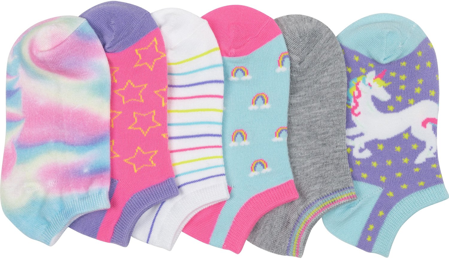 BCG Youth Pastel Swirl Unicorn Socks 6 Pack