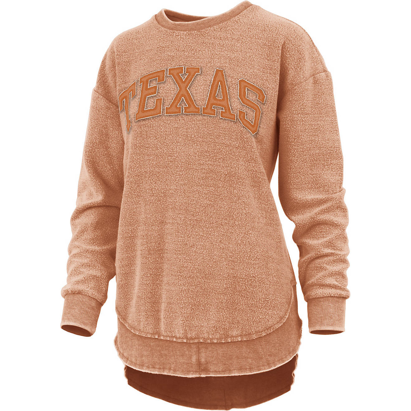 Three Square Women's University of Texas Ponchoville Vintage Wash Reverse Fleece Crew Sweatshirt                                 - view number 1