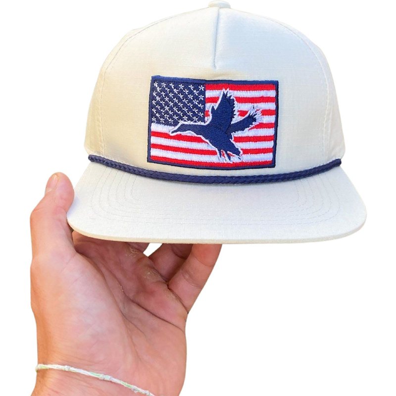 BURLEBO Men's American Flag Duck Cap Beige/Khaki - Men's Hunting/Fishing Headwear at Academy Sports