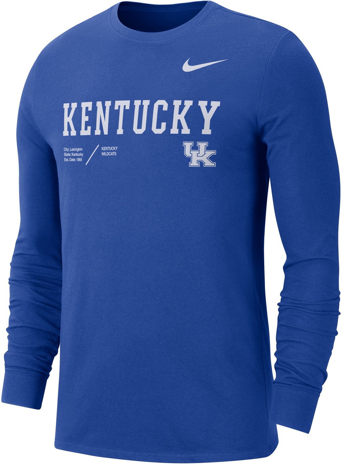 Nike Men's University of Kentucky Dri-FIT Team Long Sleeve T-shirt ...