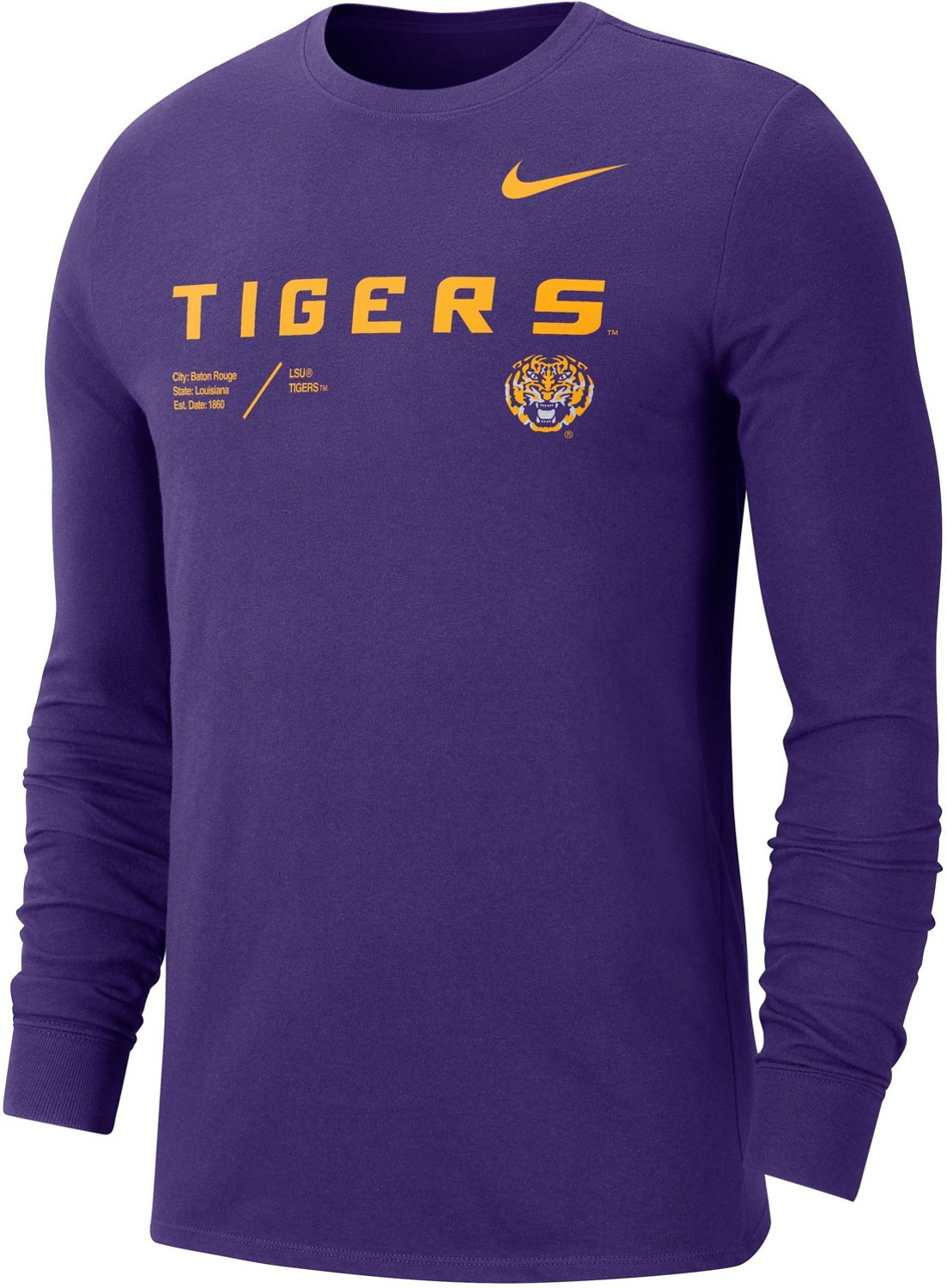 Nike Men's Louisiana State University Dri-FIT Team Long Sleeve T-shirt ...