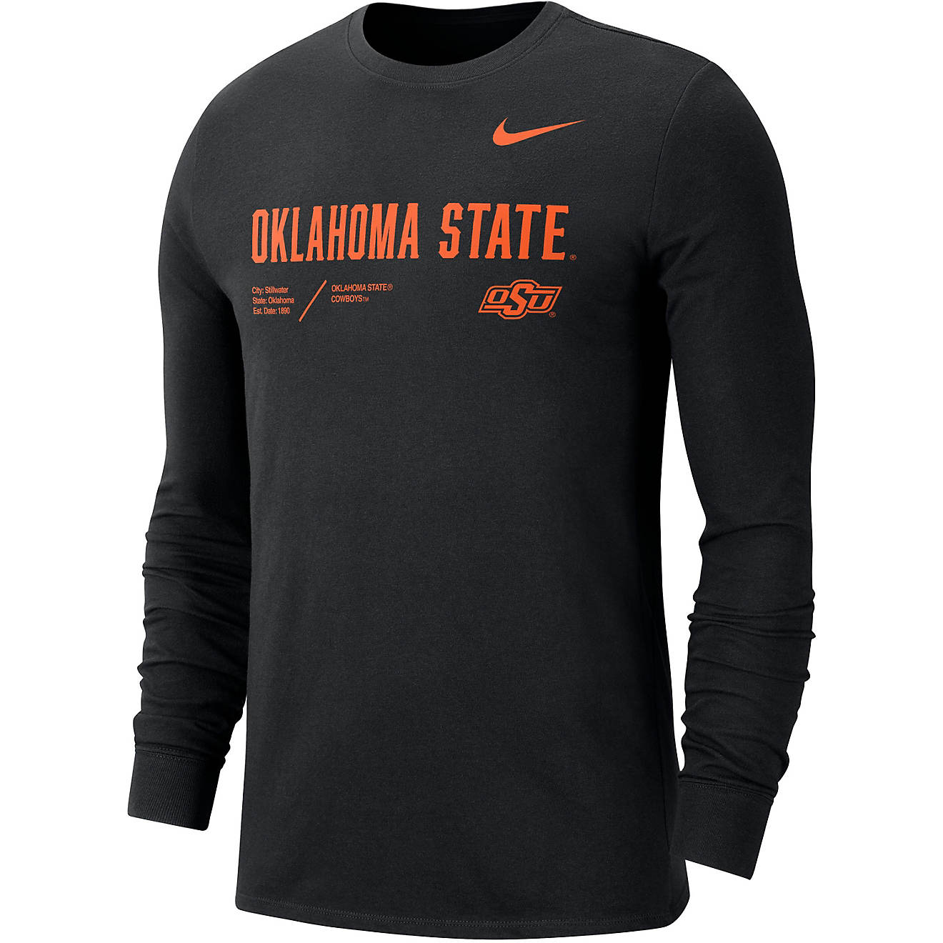 Nike Men's Oklahoma State University Dri-FIT Team Long Sleeve T-shirt ...